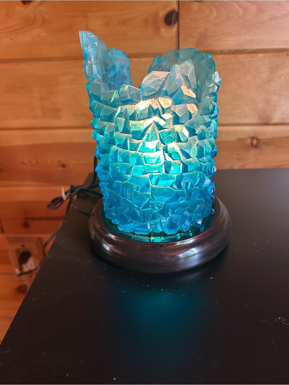 Blue Crystal Like Table Lamp - Home Art Accent